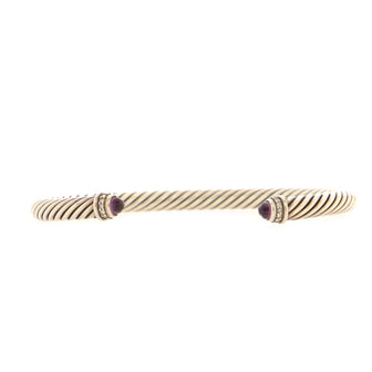 David Yurman Cable Classic Bracelet Sterling Silver with Amethyst and Diamonds 5mm