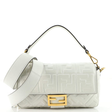 Fendi Baguette NM Bag Zucca Embossed Leather Medium