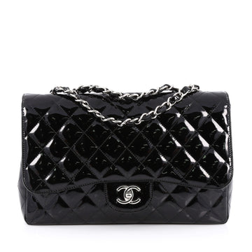 Chanel Classic Single Flap Bag Quilted Patent Jumbo