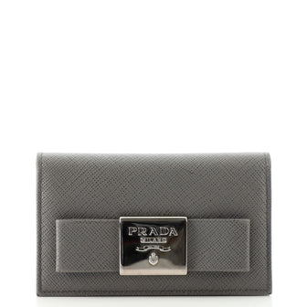 Prada Bow Flap Card Case Saffiano Leather