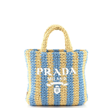 Prada Logo Tote Raffia Small