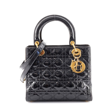 Christian Dior Lady Dior Bag Cannage Quilt Patent Medium