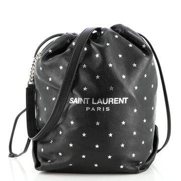 Saint Laurent Teddy Bucket Bag Printed Leather Large