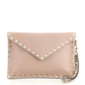 Valentino Rockstud Envelope Wristlet Clutch Leather Small