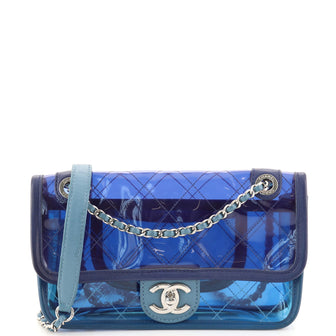 Chanel Coco Splash Flap Bag Quilted PVC With Lambskin Small Blue 1159116