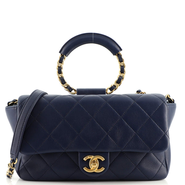 Chanel In The Loop Flap Bag Quilted Lambskin Medium Blue