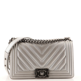 Chanel Boy Flap Bag Chevron Caviar Old Medium