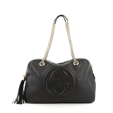 Gucci Soho Chain Zipped Shoulder Bag Leather Medium Black