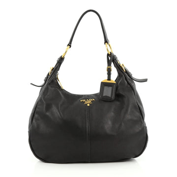 Prada Zip Top Hobo Soft Calfskin Medium black