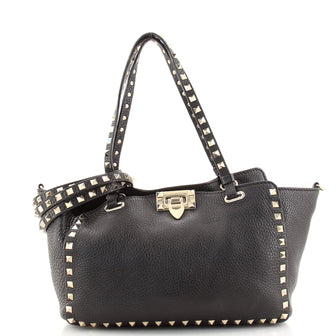 Valentino Rockstud Tote Pebbled Leather Small