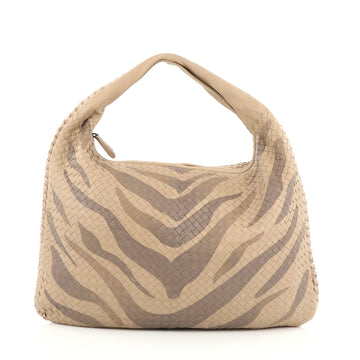 Bottega Veneta Veneta Hobo Printed Intrecciato Nappa Maxi neutral