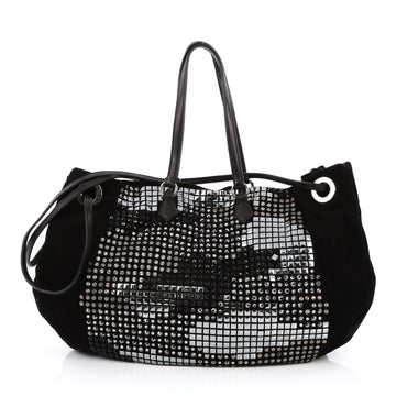 Valentino Glam Tote Studded Suede Medium black