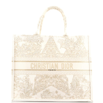 Christian Dior Book Tote Embroidered Canvas Large