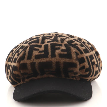 Fendi Baseball Cap Zucca Shearling and Wool