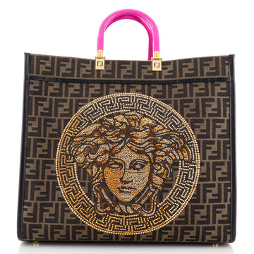 Versace x Fendi Fendace Sunshine Shopper Tote Embellished Zucca Jacquard Medium