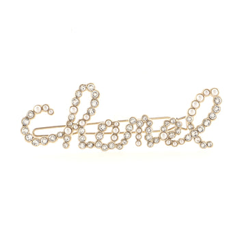 Chanel Swirling Logo Hair Clip Faux Pearls and Crystal Embellished Metal