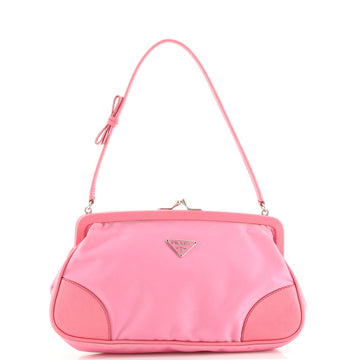 Prada Kisslock Shoulder Bag Tessuto and Saffiano Leather