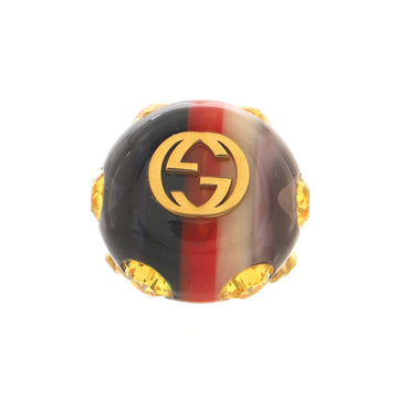Gucci Interlocking G Sylvie Web Ring Metal with Resin and Crystals