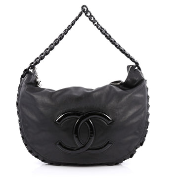 Chanel Resin Modern Chain Hobo Calfskin Medium black