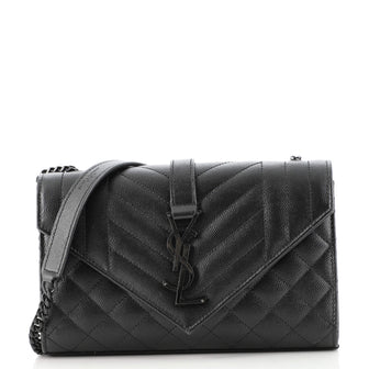 Saint Laurent Classic Monogram Envelope Satchel Mixed Matelasse Leather Small