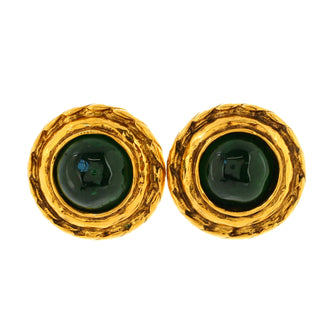 Chanel Vintage Round Clip-On Earrings Metal with Gripoix