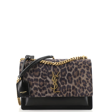 Saint Laurent Sunset Crossbody Bag Printed Suede and Leather Medium
