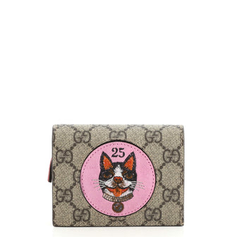 Gucci Flap Card Case GG Coated Canvas with Applique