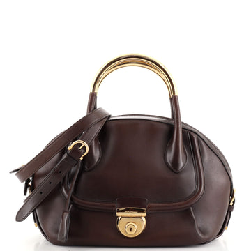 Salvatore Ferragamo Fiamma Satchel Leather with Metal Detail Medium