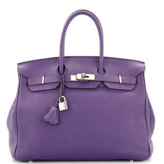 Hermes Birkin Handbag Purple Togo with Palladium Hardware 35