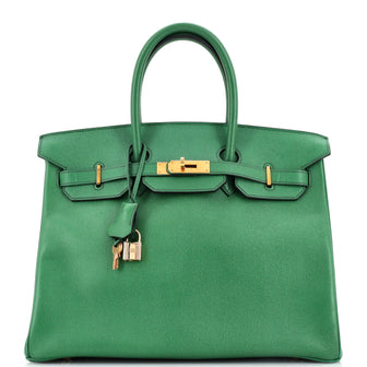 Birkin Handbag Vert Clair Courchevel with Gold Hardware 35