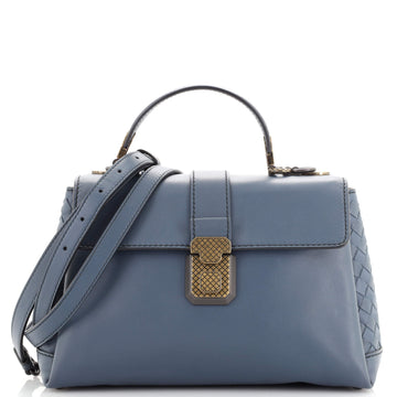 Bottega Veneta Piazza Top Handle Bag Leather with Intrecciato Detail Small