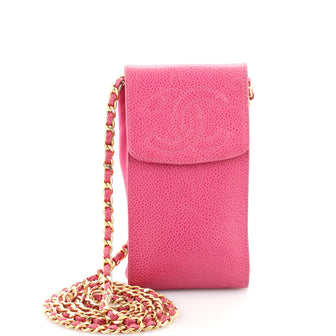 Chanel Vintage CC Phone Holder Crossbody Bag Caviar