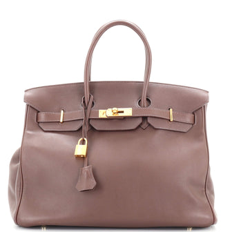 Hermes Birkin Handbag Brown Evergrain with Gold Hardware 35