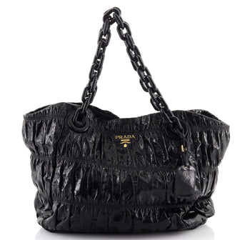 Prada Resin Chain Gaufre Tote Patent Large