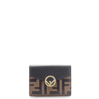 Fendi F is Fendi Trifold Wallet Leather with Zucca Embossed Detail Micro