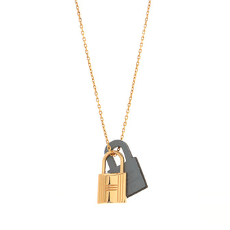 Hermes O'Kelly Pendant Necklace Metal and Leather Small