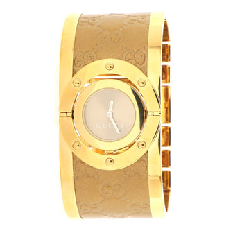 Gucci Wide Twirl Quartz Watch Stainless Steel and Guccissima Leather 23