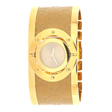 Gucci Wide Twirl Quartz Watch Stainless Steel and Guccissima Leather 23