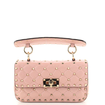Valentino Rockstud Spike Flap Bag Quilted Leather Small