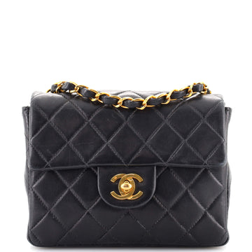 Chanel Vintage Square Classic Single Flap Bag Quilted Lambskin Mini
