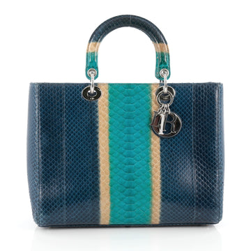 Christian Dior Lady Dior Handbag Python Large Blue