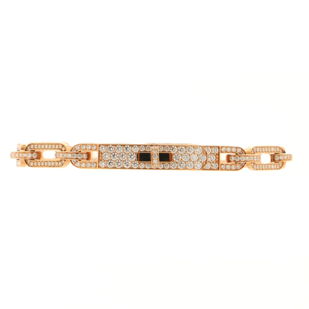 Hermes Rose Gold Diamond Kelly Chaine Bracelet St