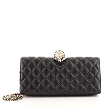 Chanel Around The World Chain Clutch Bag Quilted Lambskin