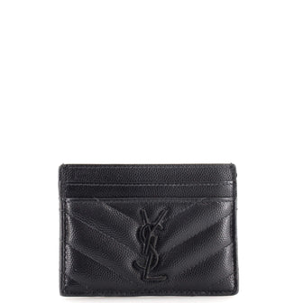 Saint Laurent Classic Monogram Card Holder Matelasse Chevron Leather