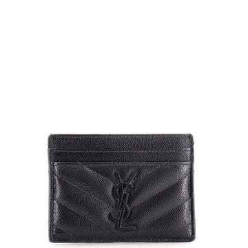 Saint Laurent Classic Monogram Card Holder Matelasse Chevron Leather