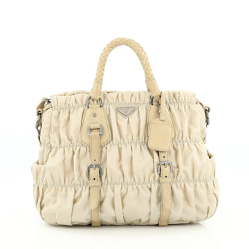 Prada Gaufre Convertible Tote Tessuto Large white