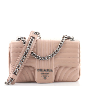 Prada Chain Flap Shoulder Bag Diagramme Quilted Leather Medium