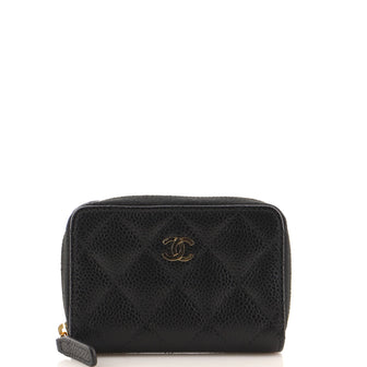 Chanel CC Zip Coin Purse Quilted Caviar Small