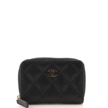 Chanel CC Zip Coin Purse Quilted Caviar Small