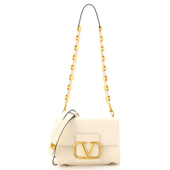 Valentino Stud Sign Shoulder Bag Leather Small